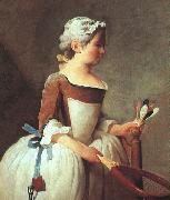 Jean Baptiste Simeon Chardin Girl with Racket and Shuttlecock France oil painting reproduction